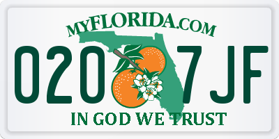 FL license plate 0207JF