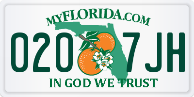 FL license plate 0207JH