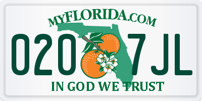 FL license plate 0207JL