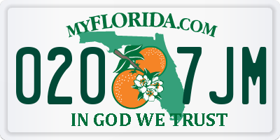 FL license plate 0207JM