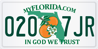 FL license plate 0207JR