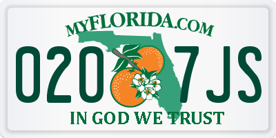 FL license plate 0207JS