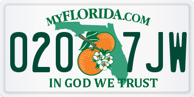 FL license plate 0207JW