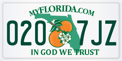 FL license plate 0207JZ