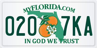 FL license plate 0207KA