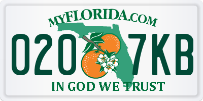 FL license plate 0207KB