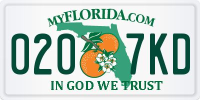 FL license plate 0207KD