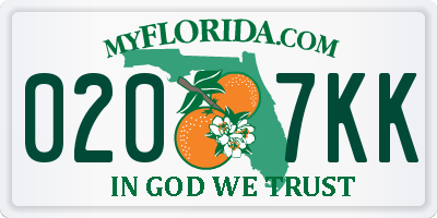 FL license plate 0207KK