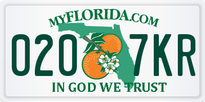 FL license plate 0207KR