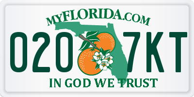 FL license plate 0207KT