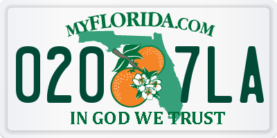 FL license plate 0207LA