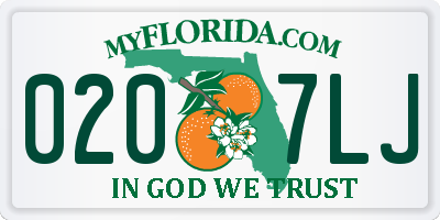 FL license plate 0207LJ
