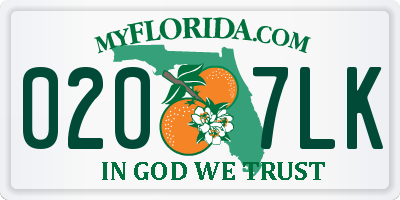 FL license plate 0207LK