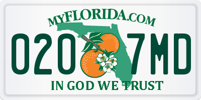 FL license plate 0207MD