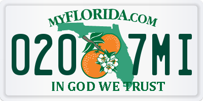 FL license plate 0207MI