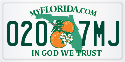 FL license plate 0207MJ