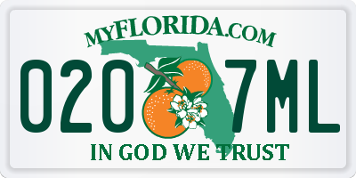 FL license plate 0207ML