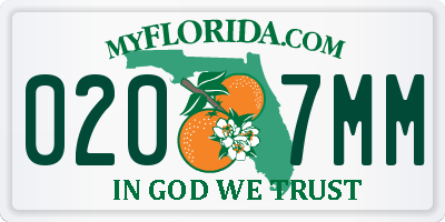 FL license plate 0207MM