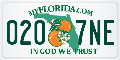 FL license plate 0207NE