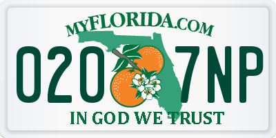 FL license plate 0207NP