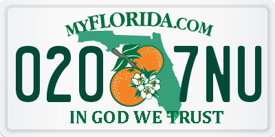 FL license plate 0207NU