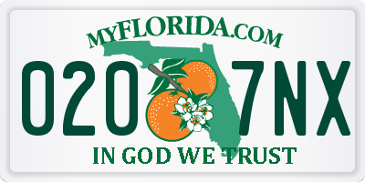 FL license plate 0207NX