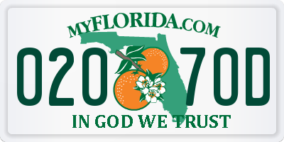FL license plate 0207OD