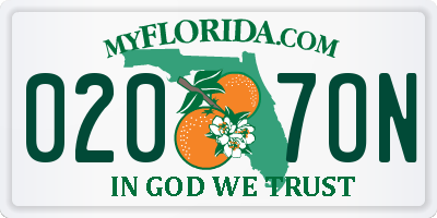 FL license plate 0207ON