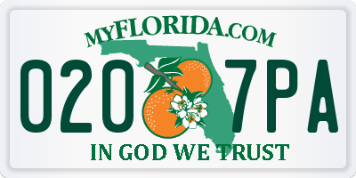 FL license plate 0207PA