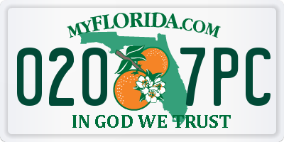 FL license plate 0207PC