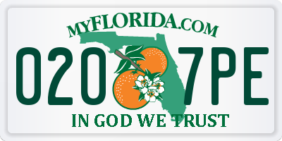FL license plate 0207PE