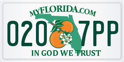 FL license plate 0207PP