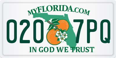 FL license plate 0207PQ