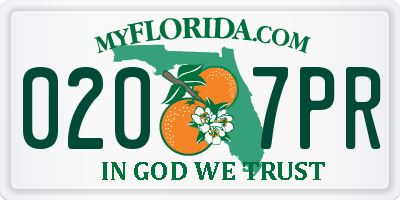 FL license plate 0207PR