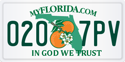 FL license plate 0207PV