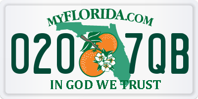 FL license plate 0207QB