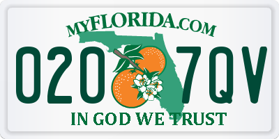 FL license plate 0207QV