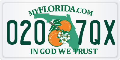 FL license plate 0207QX