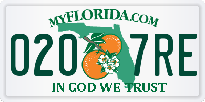 FL license plate 0207RE