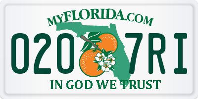 FL license plate 0207RI