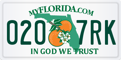 FL license plate 0207RK