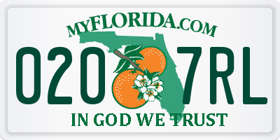 FL license plate 0207RL