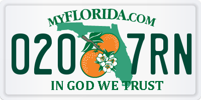 FL license plate 0207RN