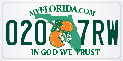 FL license plate 0207RW