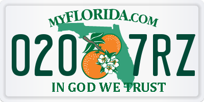 FL license plate 0207RZ