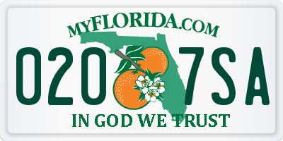FL license plate 0207SA
