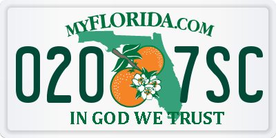 FL license plate 0207SC