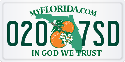 FL license plate 0207SD