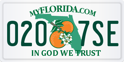 FL license plate 0207SE
