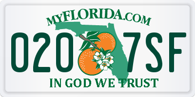 FL license plate 0207SF
